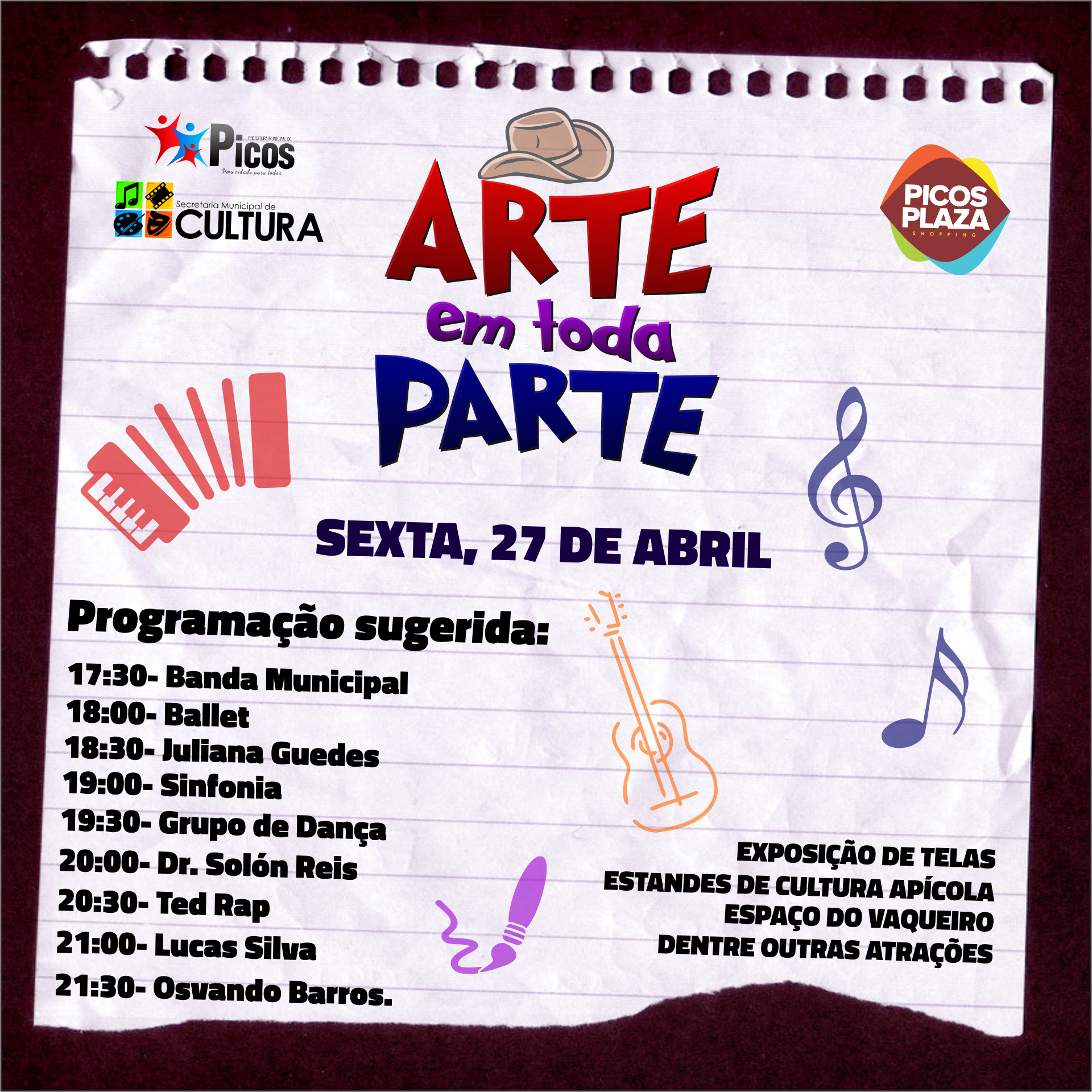 Arte em Toda Parte acontecerá nesta sexta-feira (27) no Picos Plaza Shopping
